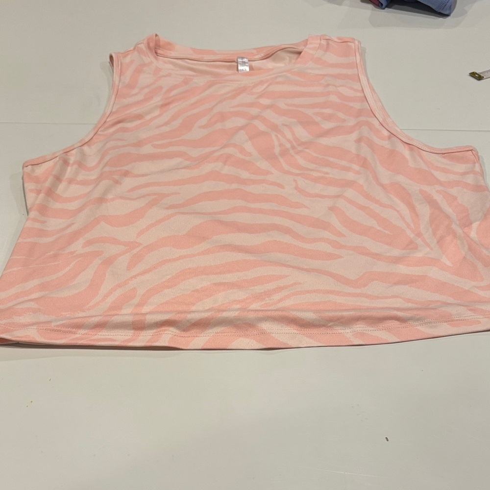 Fabletics Pink Zebra Print Tank Top